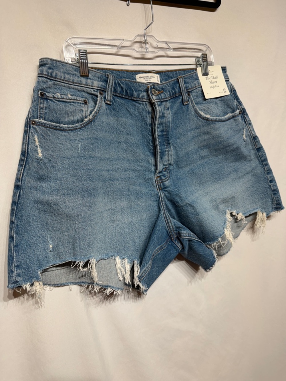 Abercrombie & Fitch The Dad Short High Rise Curve Love Denim Shorts 33 - Picture 2 of 8